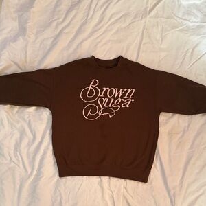 Brown Suga Crewneck Sweatshirt Brown Graphic Y2K Aesthetic Cozy Streetwear S/M